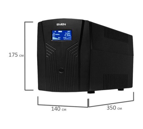 Источник бесперебойного питания SVEN Pro 1500, 1500VA (900W), 3 евророзетки, 2 розетки RJ45, SV-013875