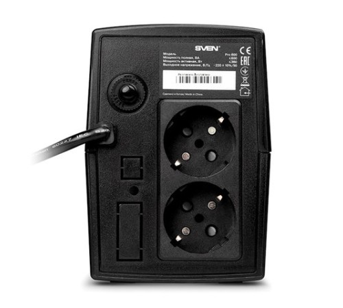 Источник бесперебойного питания SVEN Pro 600, 600VA (360W), 2 евророзетки, SV-013837