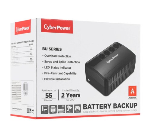 Источник бесперебойного питания CYBERPOWER BU850E, 850 VA (425 W), 4 евророзетки