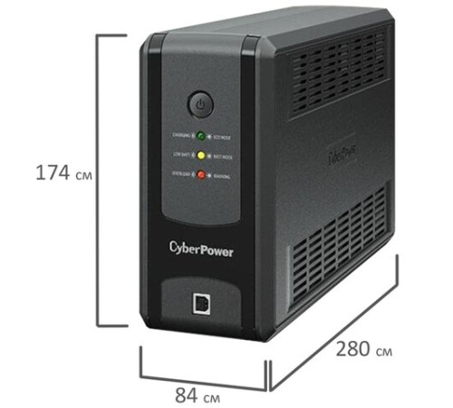 Источник бесперебойного питания CYBERPOWER UT650EG, 650 VA (360 W), 3 евророзетки, 2 розетки RJ-45