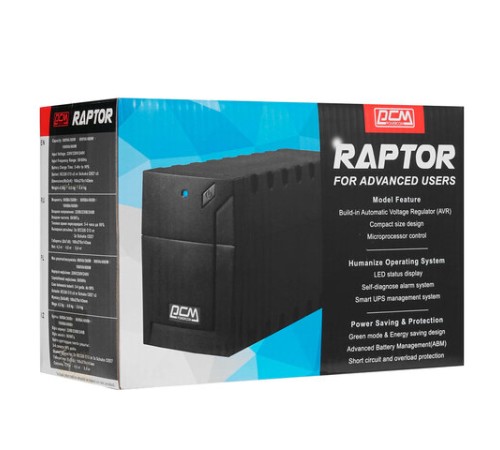 Источник бесперебойного питания POWERCOM Raptor RPT-600A EURO, 600 VA (360W), 3 евророзетки, 657704