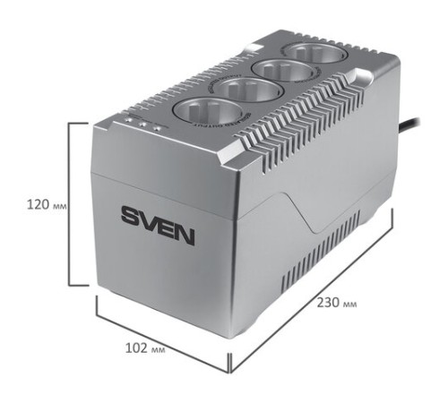 Стабилизатор SVEN VR-F1000, 320 Вт, 184-285 В, 4 евророзетки, SV-018818