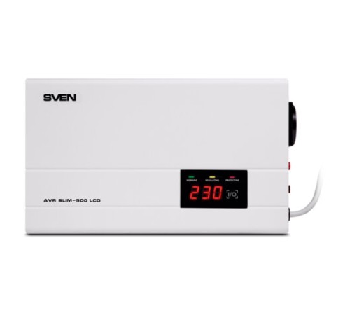 Стабилизатор SVEN SLIM-500 LCD, 400 Вт, 140-260 В, 1 евророзетка, настенное крепление, SV-012809