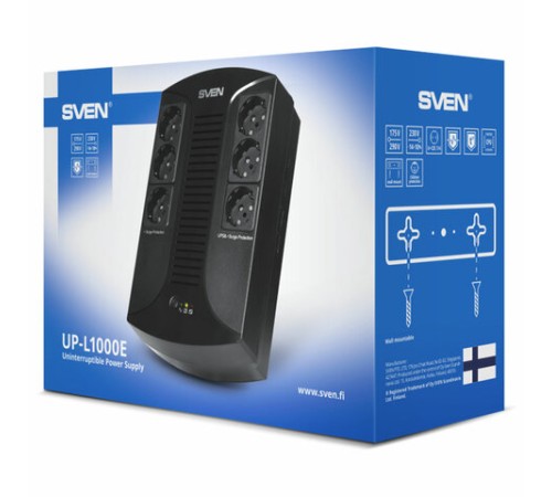 Источник бесперебойного питания SVEN UP-L1000E, 510VA (290 W), 6 евророзеток, SV-016593