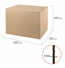 Гофрокороб, длина 600 мм х ширина 400 мм х высота 400 мм, марка Т22, профиль С, FEFCO 0201 / ГОСТ, исполнение А, 440053