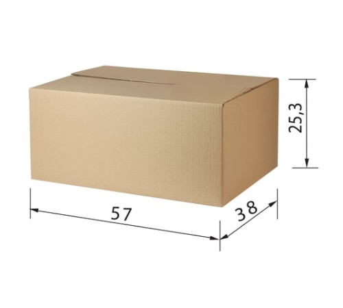 Гофрокороб, длина 570 мм х ширина 380 мм х высота 253 мм, марка Т22, профиль С, FEFCO 0201 / ГОСТ, исполнение А, 440054