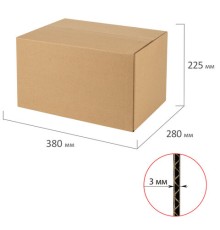 Гофрокороб, длина 380 мм х ширина 280 мм х высота 225 мм, марка Т22, профиль В, FEFCO 0201 / ГОСТ, исполнение А, 440055