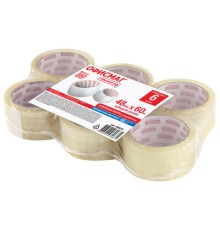 Клейкие ленты упаковочные, 48 мм х 60 м, КОМПЛЕКТ 6 шт., прозрачные, толщина 45 микрон, ОФИСМАГ, 440070