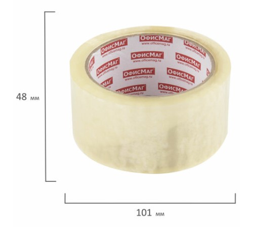 Клейкие ленты упаковочные, 48 мм х 60 м, КОМПЛЕКТ 6 шт., прозрачные, толщина 45 микрон, ОФИСМАГ, 440070