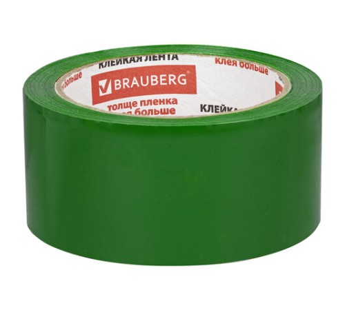 Клейкая лента упаковочная, 48 мм х 66 м, ЗЕЛЕНАЯ, толщина 45 микрон, BRAUBERG, 440073