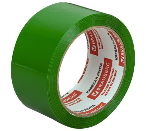 Клейкая лента упаковочная, 48 мм х 66 м, ЗЕЛЕНАЯ, толщина 45 микрон, BRAUBERG, 440073