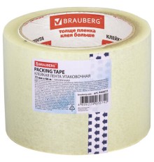 Клейкая лента упаковочная, 72 мм х 66 м, прозрачная, толщина 45 микрон, BRAUBERG, 440077