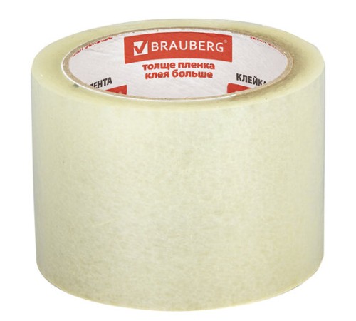 Клейкая лента упаковочная, 72 мм х 66 м, прозрачная, толщина 45 микрон, BRAUBERG, 440077