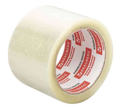Клейкая лента упаковочная, 72 мм х 66 м, прозрачная, толщина 45 микрон, BRAUBERG, 440077