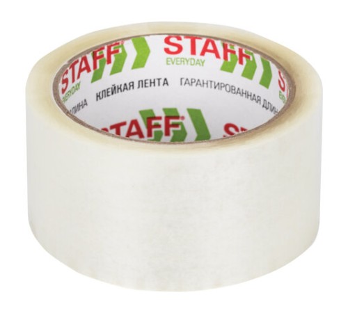 Клейкая лента упаковочная 50 мм x 66 м, прозрачная, толщина 40 микрон, STAFF EVERYDAY, 440082
