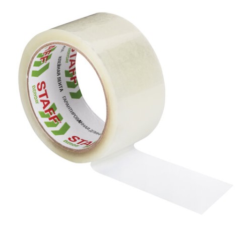 Клейкая лента упаковочная 50 мм x 66 м, прозрачная, толщина 40 микрон, STAFF EVERYDAY, 440082