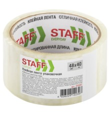 Клейкая лента упаковочная 48 мм x 40 м, прозрачная, толщина 40 микрон, STAFF, 440087