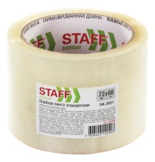 Клейкая лента упаковочная 72 мм x 66 м, прозрачная, толщина 40 микрон, STAFF, 440088