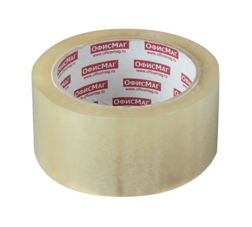 Клейкая лента упаковочная, 48 мм х 100 м, прозрачная, толщина 45 микрон, ОФИСМАГ, 440108