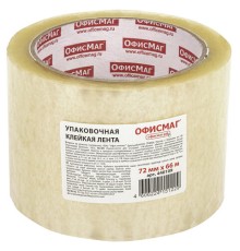 Клейкая лента упаковочная, 72 мм х 66 м, прозрачная, толщина 45 микрон, ОФИСМАГ, 440109