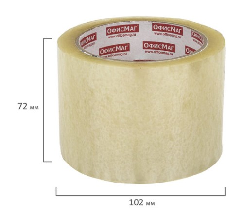Клейкая лента упаковочная, 72 мм х 66 м, прозрачная, толщина 45 микрон, ОФИСМАГ, 440109