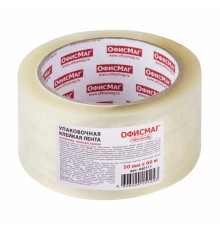 Клейкая лента упаковочная, 50 мм х 66 м, прозрачная, УСИЛЕННАЯ, МОРОЗОСТОЙКАЯ, толщина 50 микрон, ОФИСМАГ, 440111