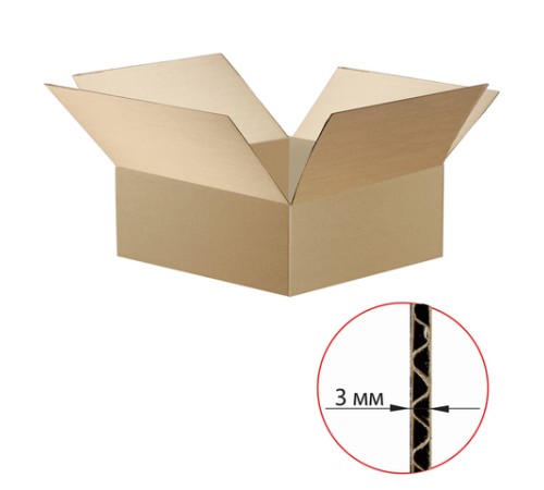 Гофрокороб длина 330 мм х ширина 330 мм х высота 132 мм, марка Т23, профиль В, FEFCO 0201 / ГОСТ исполнение А