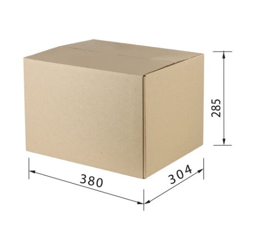 Гофрокороб, длина 380 мм х ширина 304 мм х высота 285 мм, марка Т23, профиль В, FEFCO 0201 / ГОСТ, исполнение А