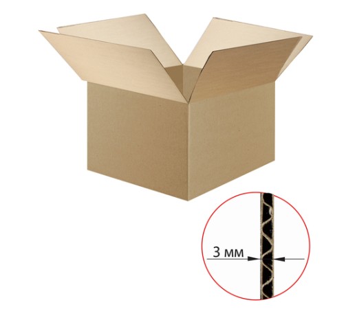 Гофрокороб, длина 380 мм х ширина 304 мм х высота 285 мм, марка Т23, профиль В, FEFCO 0201 / ГОСТ, исполнение А