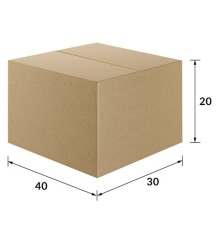 Гофрокороб, длина 400 мм х ширина 300 мм х высота 200 мм, марка Т22, профиль В, FEFCO 0201 / ГОСТ, исполнение А