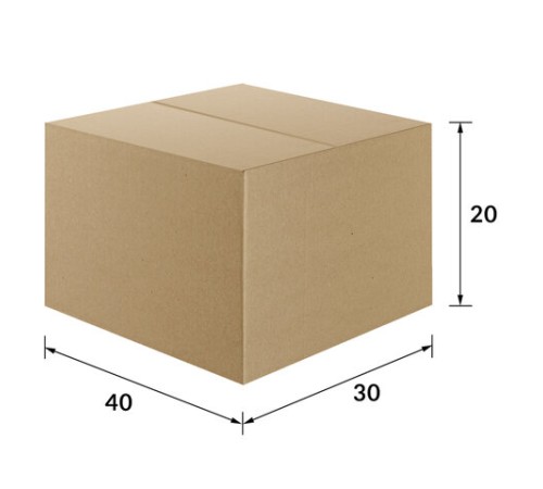 Гофрокороб, длина 400 мм х ширина 300 мм х высота 200 мм, марка Т22, профиль В, FEFCO 0201 / ГОСТ, исполнение А