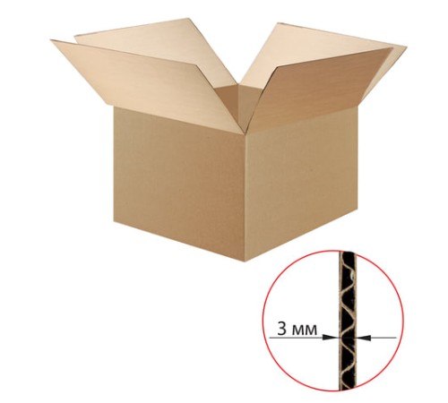 Гофрокороб, длина 400 мм х ширина 300 мм х высота 200 мм, марка Т22, профиль В, FEFCO 0201 / ГОСТ, исполнение А