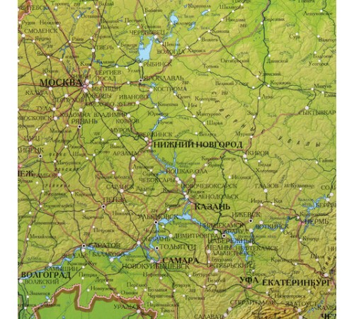 Карта России физическая 116х80 см, 1:7,5М, с ламинацией, интерактивная, европодвес, BRAUBERG, 112393