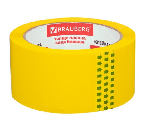 Клейкая лента упаковочная, 48 мм х 66 м, ЖЕЛТАЯ, толщина 45 микрон, BRAUBERG, 440141
