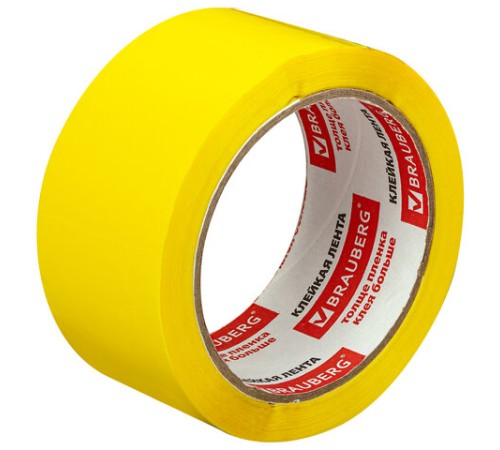 Клейкая лента упаковочная, 48 мм х 66 м, ЖЕЛТАЯ, толщина 45 микрон, BRAUBERG, 440141