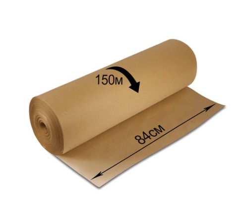 Крафт-бумага в рулоне, 840 мм x 150 м, плотность 78 г/м2, Марка А (Коммунар), BRAUBERG, 440147