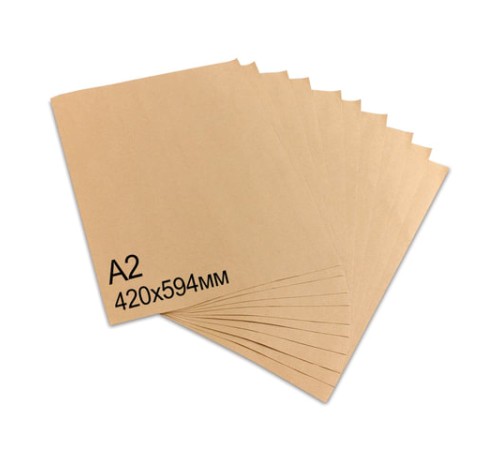 Крафт-бумага в листах А2, 420 х 594 мм, плотность 78 г/м2, 100 листов, Марка А (Коммунар), BRAUBERG, 440150