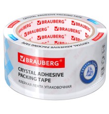 Клейкая лента упаковочная 48 мм х 66 м КРИСТАЛЬНАЯ, индивидуальная упаковка, толщина 45 микрон, BRAUBERG, 440153