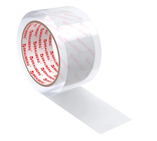 Клейкая лента упаковочная 48 мм х 66 м КРИСТАЛЬНАЯ, индивидуальная упаковка, толщина 45 микрон, BRAUBERG, 440153