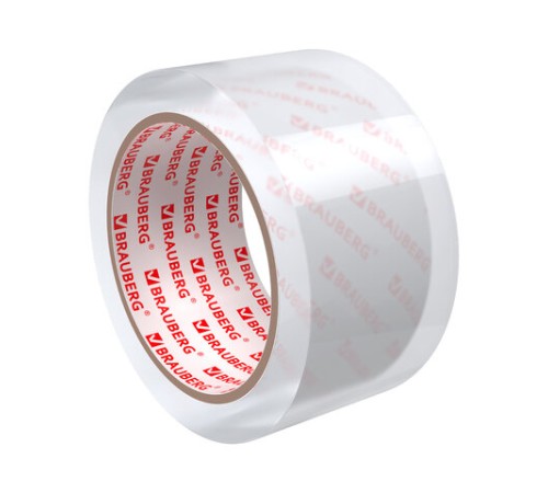 Клейкая лента упаковочная 48 мм х 66 м КРИСТАЛЬНАЯ, индивидуальная упаковка, толщина 45 микрон, BRAUBERG, 440153