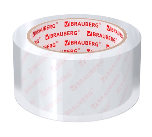 Клейкая лента упаковочная 48 мм х 66 м КРИСТАЛЬНАЯ, индивидуальная упаковка, толщина 45 микрон, BRAUBERG, 440153