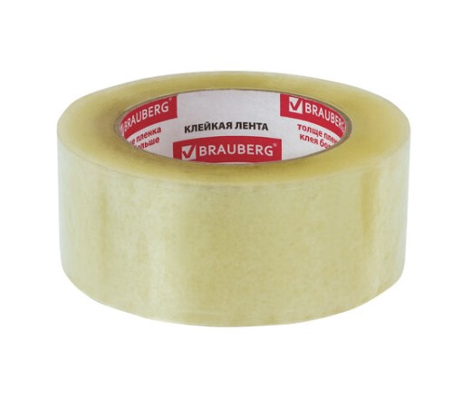 Клейкая лента упаковочная 48 мм х 132 м прозрачная, толщина 45 микрон, BRAUBERG, 440157, 85