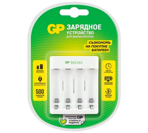 Зарядное устройство GP Е411 для 4-х аккумуляторов, блистер, Е411CS-2CR1 Зарядное устройство GP Е411 для 4-х аккумуляторов, блистер, Е411CS-2CR1