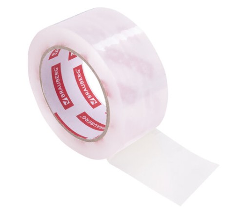 Клейкая лента упаковочная 48 мм х 100 м, прозрачная, толщина 45 микрон, BRAUBERG ORIGINAL, 440174