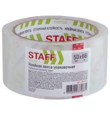 Клейкая лента упаковочная 50 мм x 66 м, прозрачная, толщина 40 микрон, STAFF CLASSIC, 440175