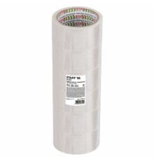 Клейкие ленты упаковочные 48 мм х 66 м, КОМПЛЕКТ 6 шт., прозрачные, 40 микрон, STAFF BIG PACK, 440179