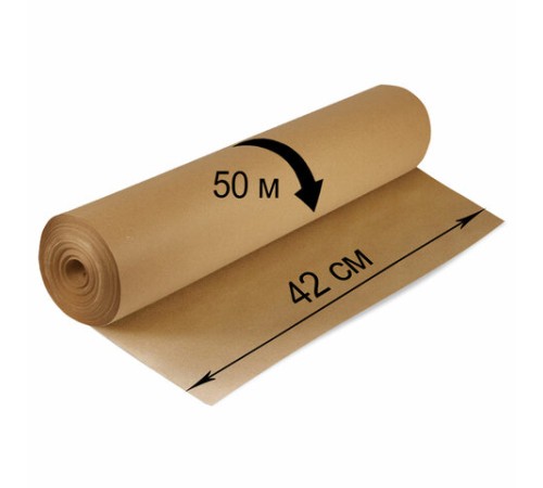 Крафт-бумага в рулоне, 420 мм x 50 м, плотность 78 г/м2, Марка А (Коммунар), BRAUBERG, 440184