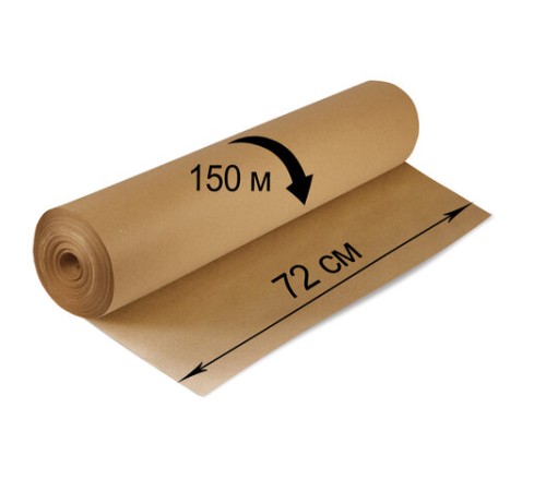 Крафт-бумага в рулоне, 720 мм x 150 м, плотность 78 г/м2, Марка А (Коммунар), BRAUBERG, 440185