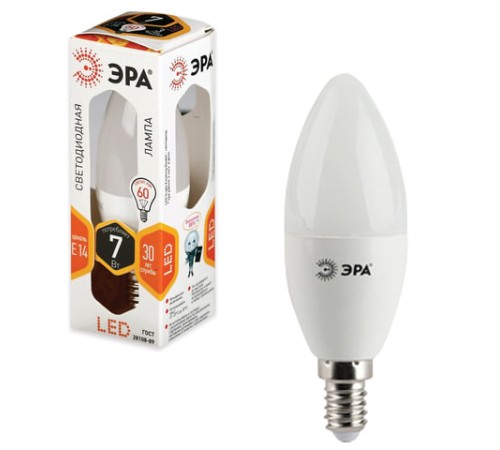 Лампа светодиодная ЭРА STD, 7 (60) Вт, цоколь E14, 