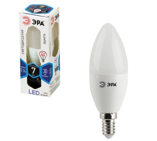 Лампа светодиодная ЭРА STD, 7 (60) Вт, цоколь E14, 